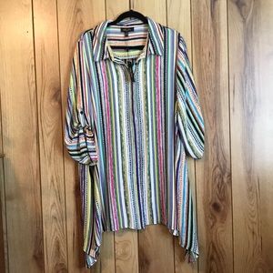 Button down tunic shark bite hem